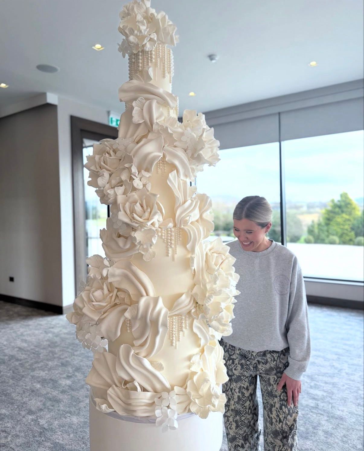 White floral wedding cake